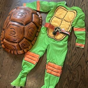 Kids Ninja Turtle with hard shell Costume - Green and Orange
